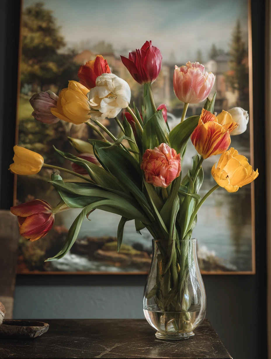 Tulips In A Vase  Tulips Vase Stunning Arrangement Ideas Brighten